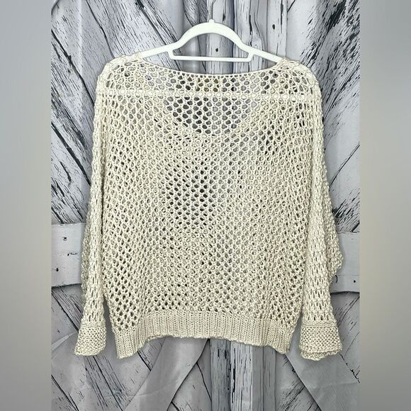Brand Bazar Crochet Relaxed Fit Sweater Cream M - Picture 2 of 5